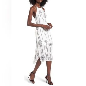 Astr Black and White Floral Midi Dress